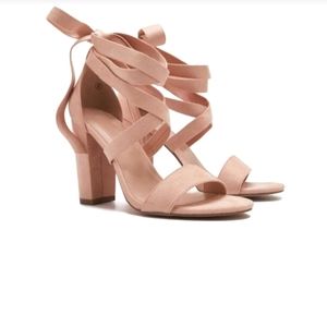 Pink High heels block ankle strap pumps